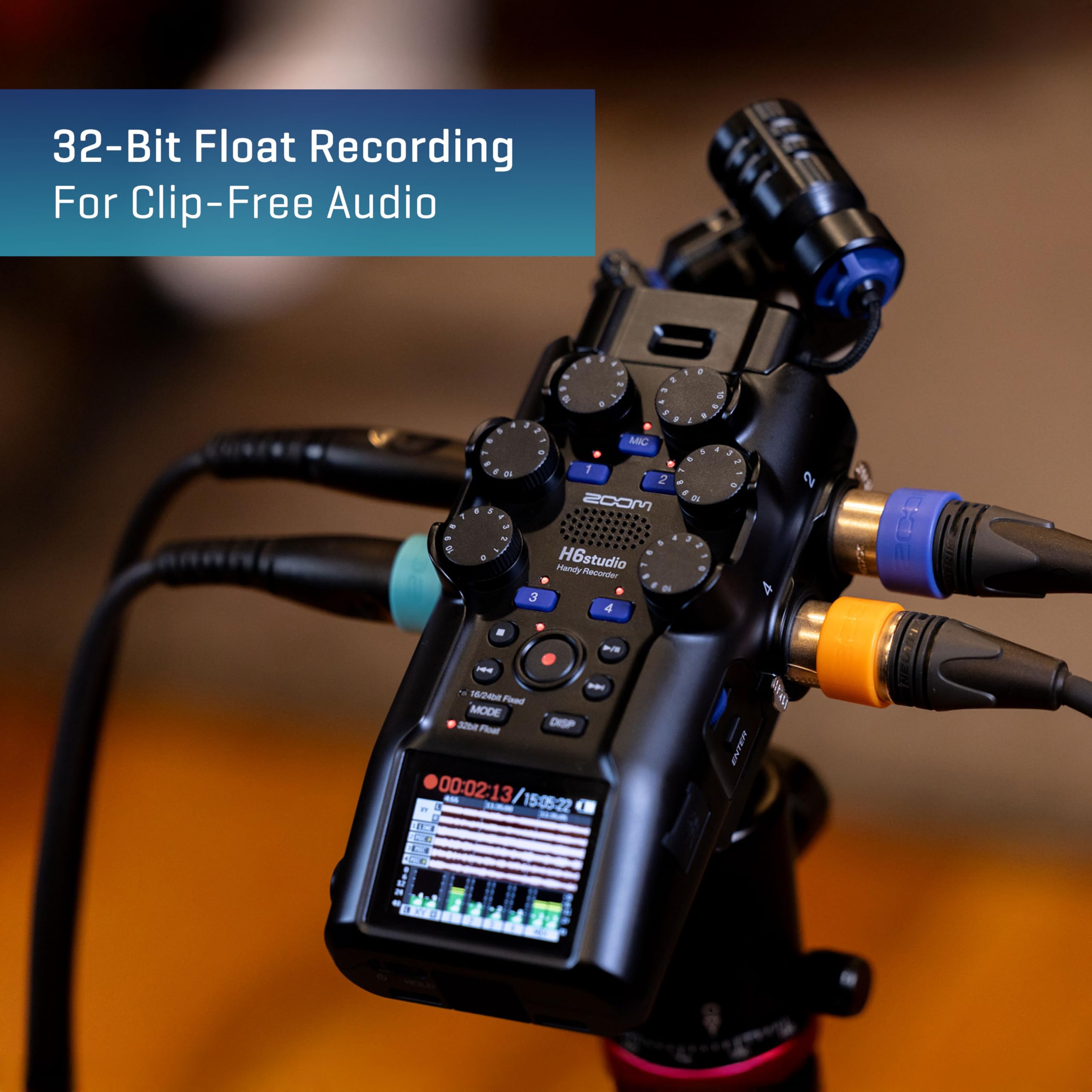 Zoom H6 Studio Handheld Recorder for Musicians, Filmmakers & Podcasters with Large Stereo Microphones, 4 Pro Quality Preamps, 8 Tracks of Recording, 32-Bit Float, Gain Knobs, and USB Audio Interface - Image 3