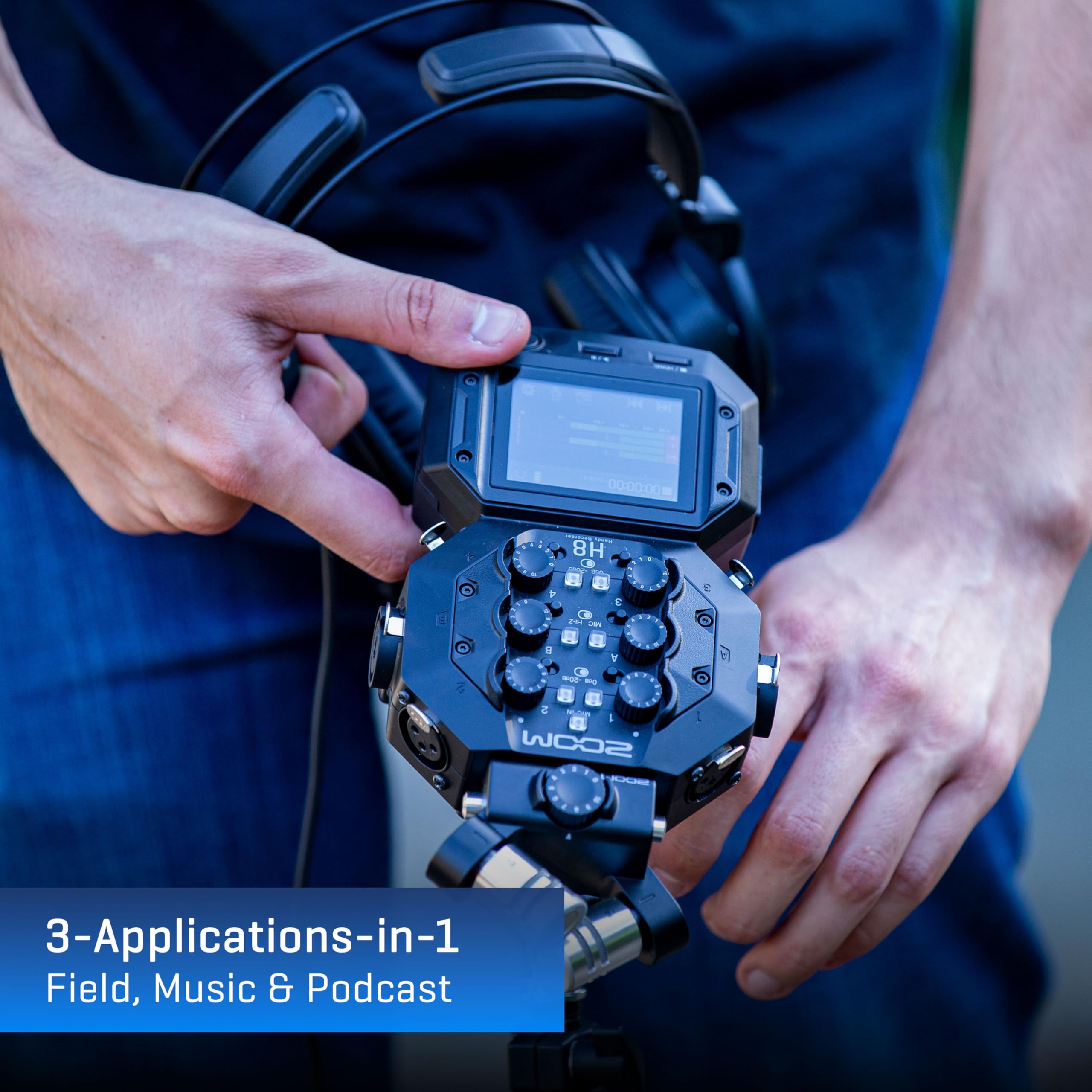 Zoom H8 Handheld Recorder for Musicians, Filmmakers & Podcasters with Stereo Microphones, 6 Inputs, 12 Tracks, Touchscreen, USB Audio Interface, Battery Powered - Image 3