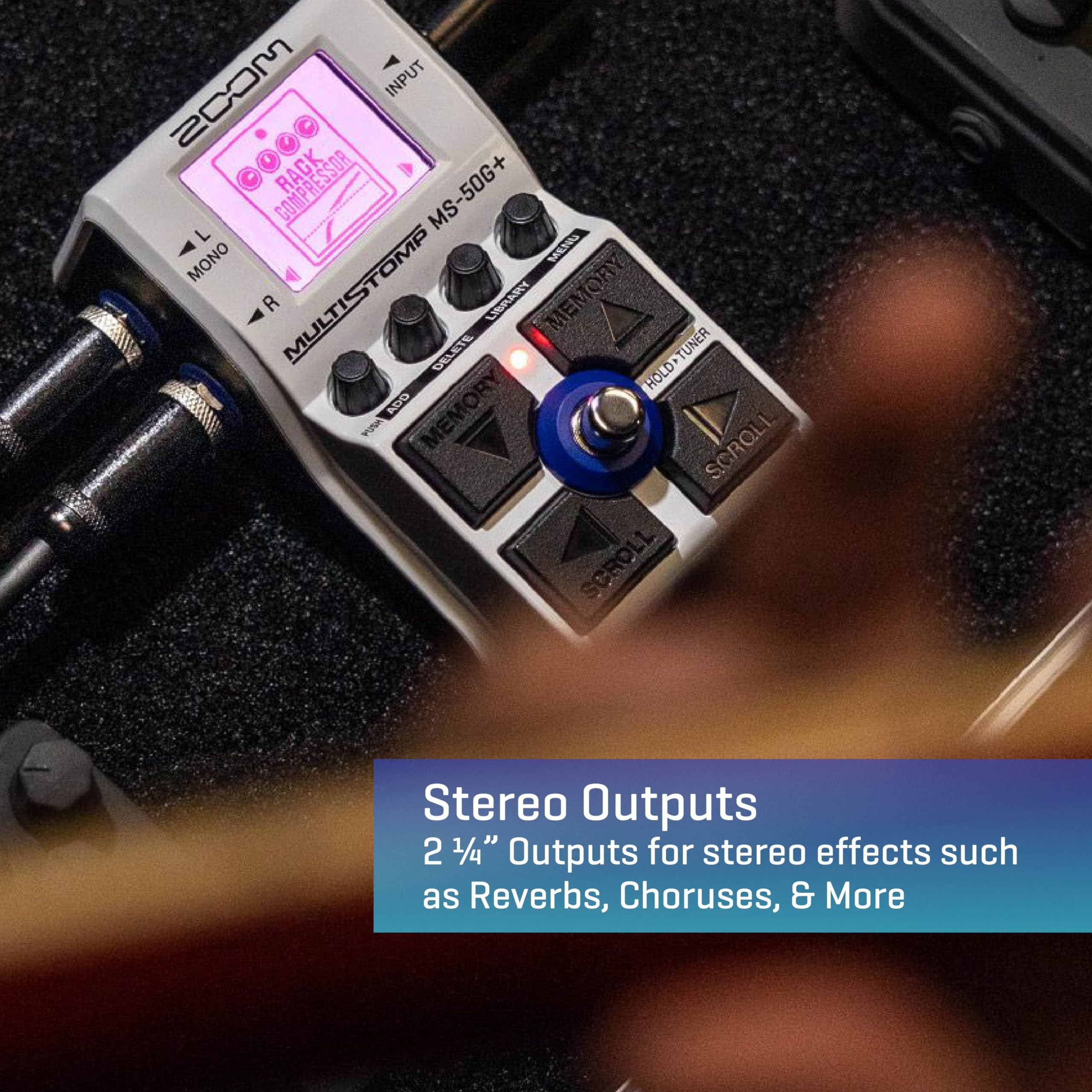 Zoom MS-50G+ MultiStomp Guitar Effects Pedal with 100 Effects, Drives, Modulation, Delay & Reverb, Stereo Outputs, Built-In Tuner, Battery Powered - Image 4