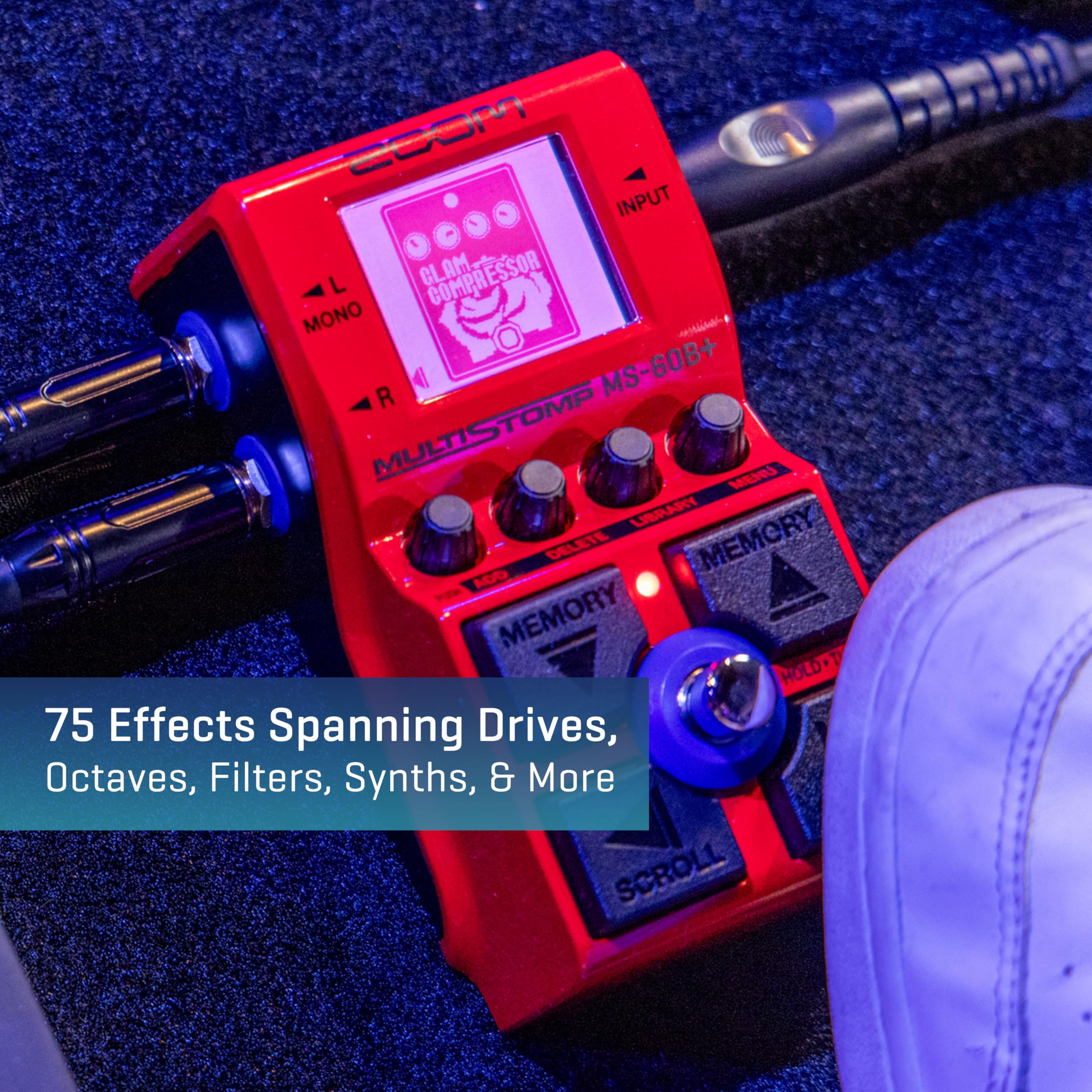 Zoom MS-60B+ MultiStomp Bass Effects Pedal with 95+ Effects, Amp Models & Preamps, Stereo Output, Built-In Tuner, Effect Chaining, Battery Powered - Image 3