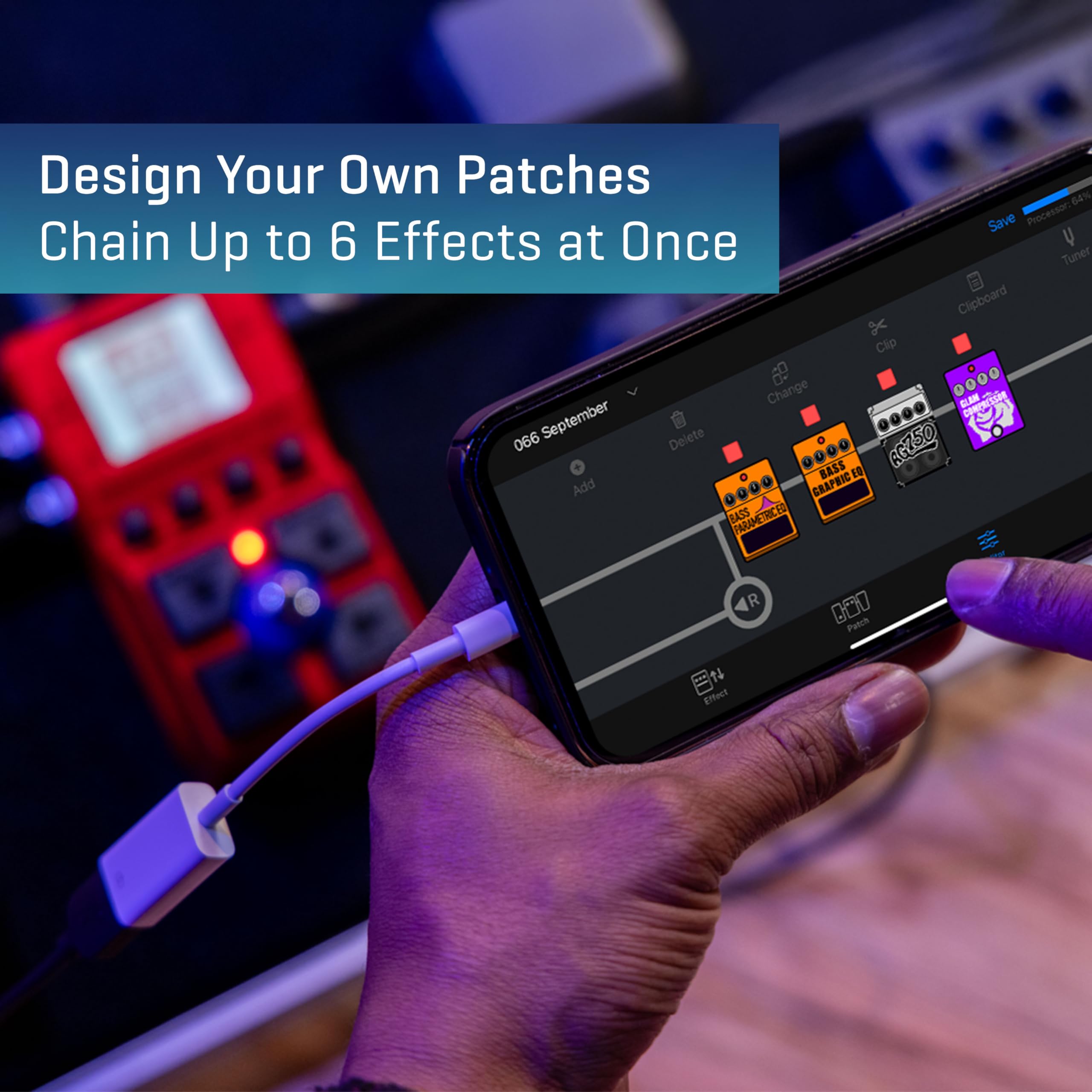 Zoom MS-60B+ MultiStomp Bass Effects Pedal with 95+ Effects, Amp Models & Preamps, Stereo Output, Built-In Tuner, Effect Chaining, Battery Powered - Image 5